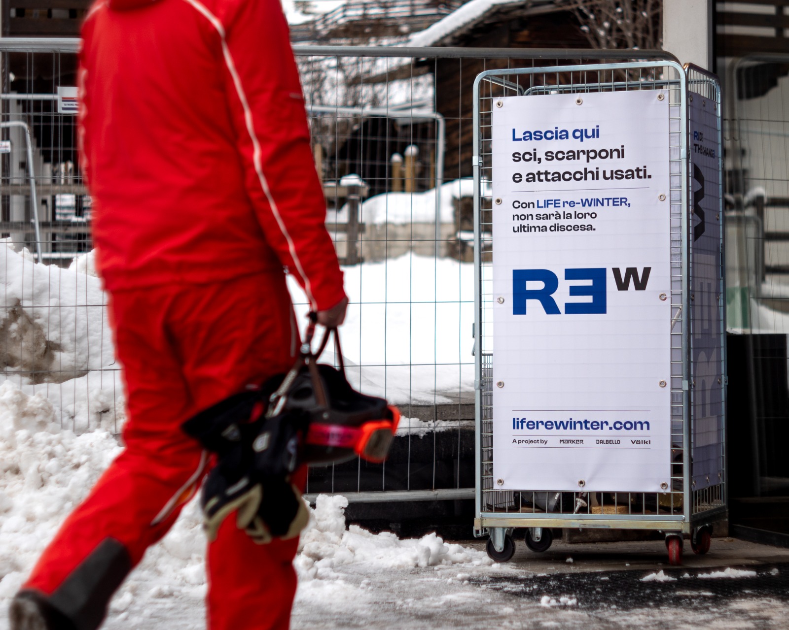 Box LifeRewinter per riciclo sci, scarponi, attacchi usati